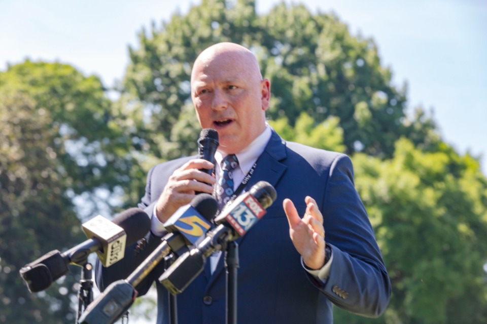 <strong>Memphis COO Doug McGowen spoke at Overton Park in Midtown in June 2022.</strong> (Ziggy Mack/Special to The Daily Memphian file)