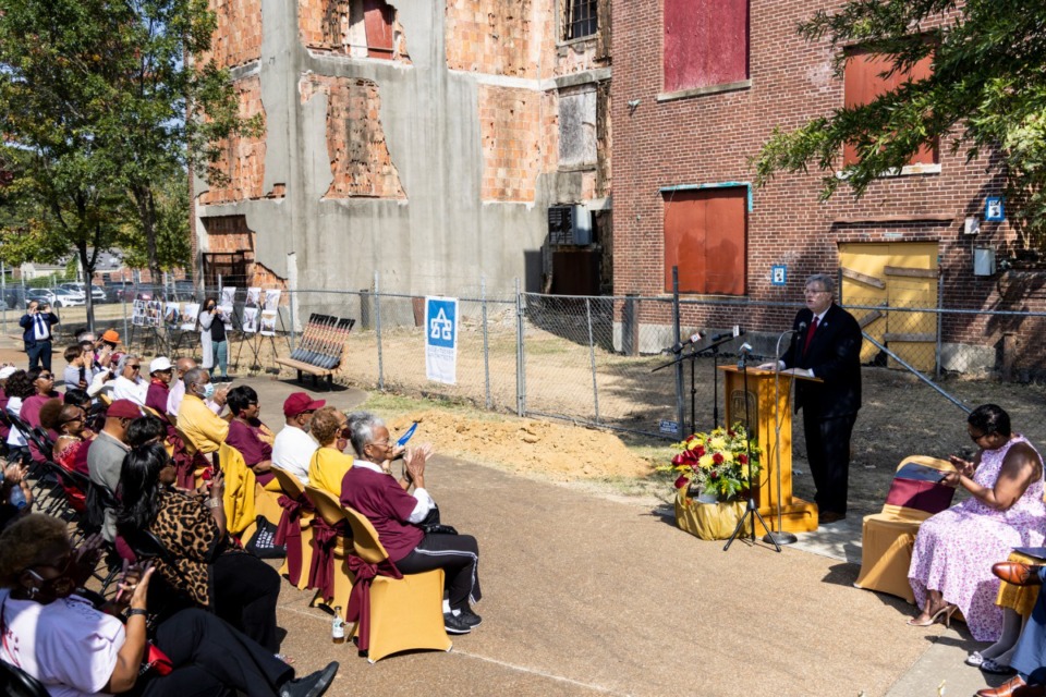<strong>Memphis Mayor Jim Strickland speaks during the groundbreaking ceremony for the renovation of Melrose High School Oct 7.</strong> (Brad Vest/Special to The Daily Memphian)