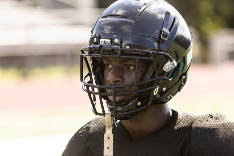 <strong>DeMario Smith during Tuesday&rsquo;s practice at Whitehaven High School on Aug. 30, 2022..</strong> (Brad Vest/Special to The Daily Memphian)