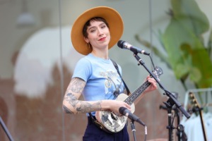 <strong>Vera Victoria of the Side Street Steppers gazes out at the crowd on Oct. 16, 2022 at the Shops of Saddle Creek.</strong> (Ryan Beatty/Special to The Daily Memphian)