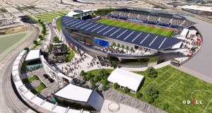 <strong>An aerial rendering of the proposed Memphis 901 FC&nbsp; facility at Liberty Park.</strong> (Credit: Odell Sports &amp; Entertainment Studio and LRK /Courtesy 901 FC)