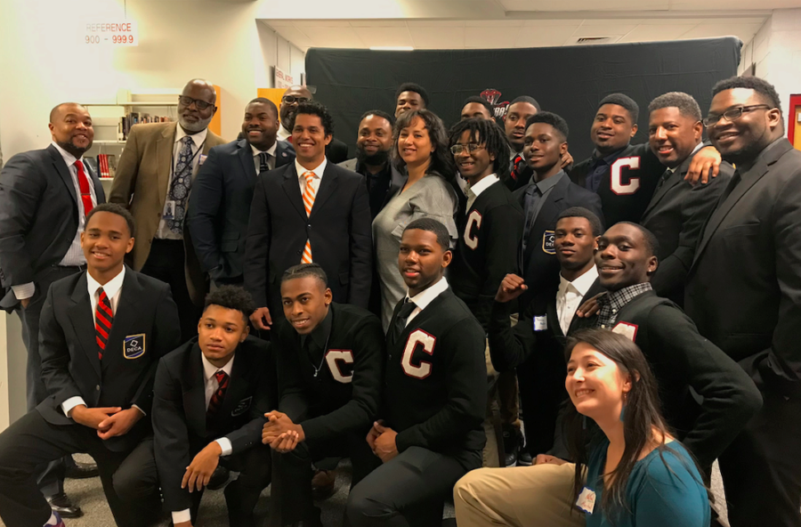 <span><strong>Leaders of Project Stand for formerly incarcerated students, student advocacy group Bridges, Shelby County Juvenile Court, and Shelby County Schools pose after students presented recommendations to reduce suspensions and expulsions.</strong> (Laura Faith Kebede/Chalkbeat)</span>