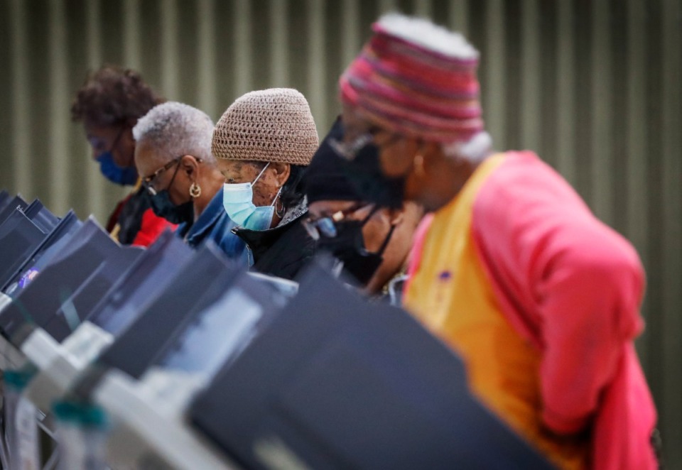 <strong>Voters cast their ballots during early voting on Wednesday, April 20, 2022. Early voting for the 2022 general election ends Nov. 3.</strong> (Mark Weber/The Daily Memphian)