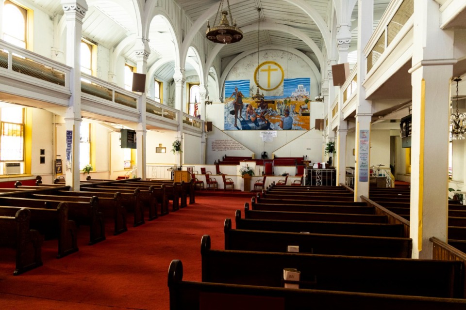 <strong>Inside the 137-year-old</strong> <strong>First Baptist Church on Beale Street in Downtown Memphis. </strong>(Brad Vest/Special to The Daily Memphian)&nbsp;