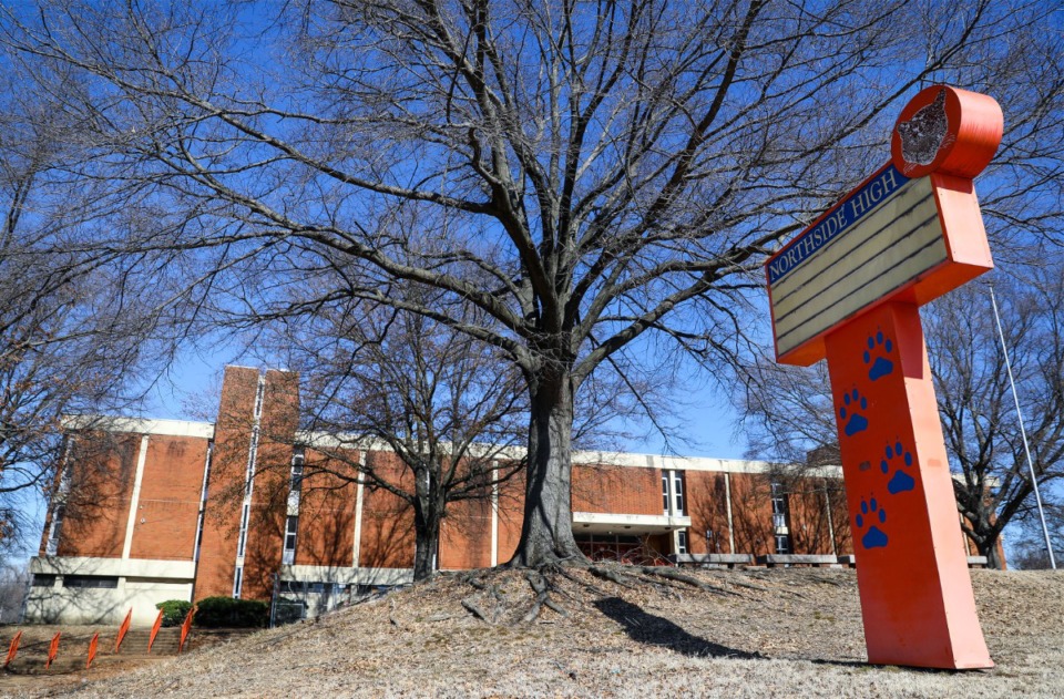 <strong>Part of the redevelopment is a $72-million mixed use transformation of the old Northside High School.</strong> (Patrick Lantrip/The Daily Memphian)