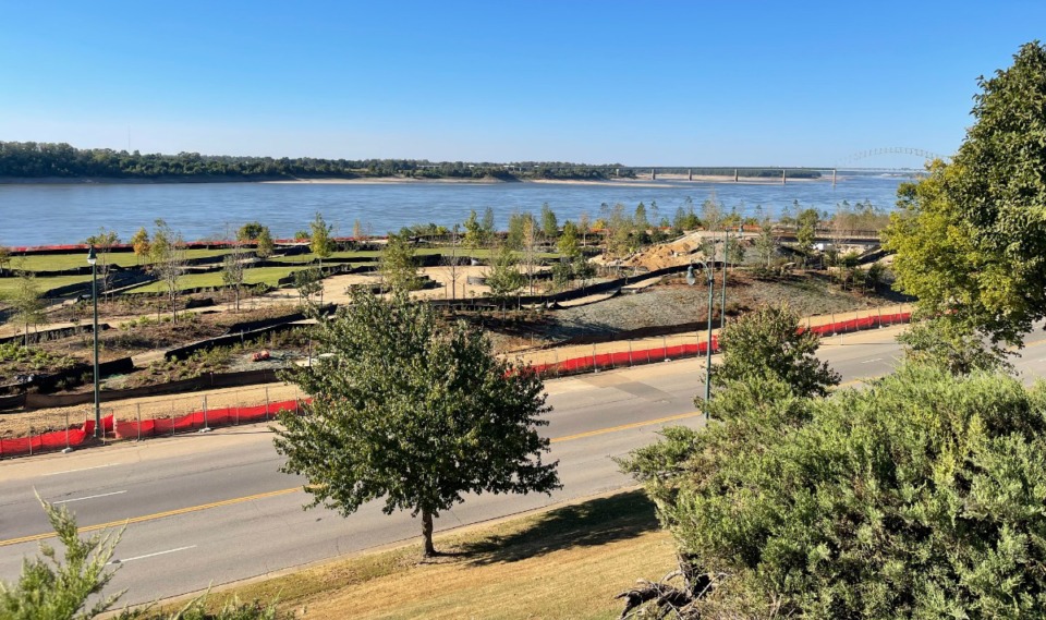 <strong>Construction continues at Tom Lee Park in October 2022</strong>. (Alys Drake/The Daily Memphian)