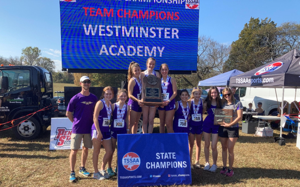 <strong>The Westminster Academy&rsquo;s girls cross country team won the state title at Friday&rsquo;s Division 2-A championship race at Sanders Ferry Park in Hendersonville, Tennessee.</strong> (David Boyd/The Daily Memphian)
