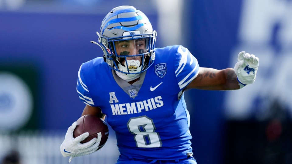 <strong>Memphis running back Jevyon Ducker plays against Central Florida in an NCAA college football game Saturday, Nov. 5, 2022, in Memphis, Tenn.</strong> (AP Photo/Mark Humphrey)