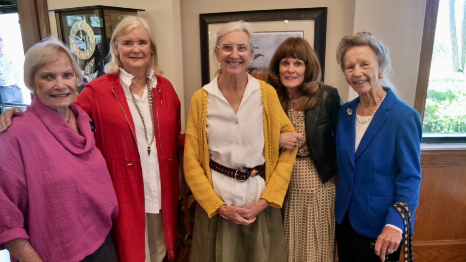 <strong>Conservation Through Arts events honoring Tommie Dunavant this fall included a women's luncheon at Ducks Unlimited. From left Anne Stokes, Snow Morgan, Harriett McFadden, Tommie Dunavant and Nancy Copp.</strong> (Courtesy of ArtsMemphis)