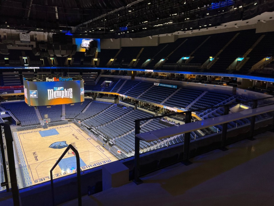 <strong>On Thursday, Sept. 29, 2022, the Memphis Grizzlies unveiled the Big River Steel Edge, an open, renovated space on the building&rsquo;s Terrace level at the western end of the building, overlooking FedExForum&rsquo;s basketball court on one end, and an outdoor terace on the other.</strong> (Drew Hill/The Daily Memphian)