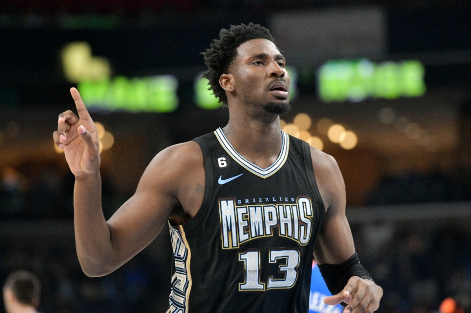 <strong>Memphis Grizzlies forward Jaren Jackson Jr. (13) was a force in the Memphis win over Oklahoma City,&nbsp;with power play at both ends of the floor.&nbsp;</strong>(Brandon Dill/AP)