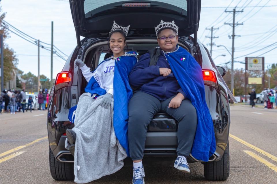 <strong>Gabrielle Wickfall and Ronel Seymour,&nbsp;Mr. and Ms. John P. Freeman Elementary School, ride in the Whitehaven Christmas Parade.</strong> (Ziggy Mack/Special to The Daily Memphian)
