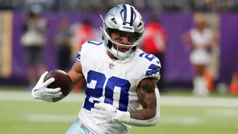 <strong>Dallas Cowboys running back Tony Pollard runs up field during the first half of an NFL football game against the Minnesota Vikings, Sunday, Nov. 20, 2022, in Minneapolis</strong>. (AP Photo/Bruce Kluckhohn)