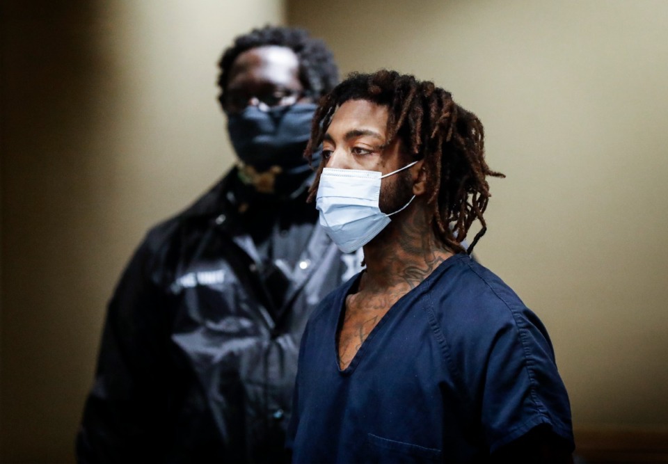 <strong>Jermarcus Johnson, who was arrested last week in connection to Young Dolph's killing, was arraigned in Judge Lee Coffee's courtroom on Tuesday, Nov. 22, 2022.</strong> (Mark Weber/The Daily Memphian)