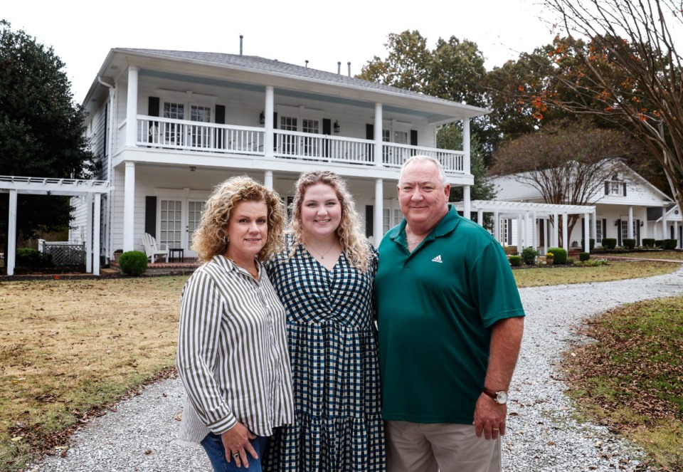 <strong>Bonne Terre owners Christy Houston (left) and Stafford Houston (right), and their daughter Emma Houston, recently purchased the wedding venue and are in the process of renovations. They also restored The Gin at Nesbit.</strong> (Mark Weber/The Daily Memphian)