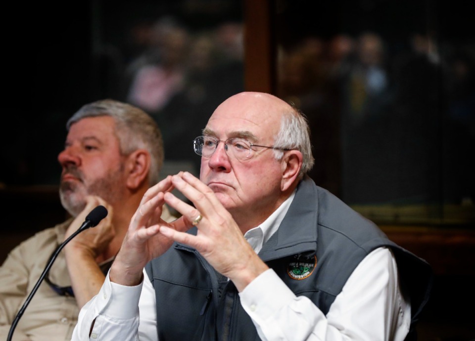 <strong>Tennessee Fish and Wildlife Commission member Bill Cox of Collierville listens during a meeting to discuss fishing regulations, particularly related to trotline safety.</strong> (Mark Weber/The Daily Memphian)