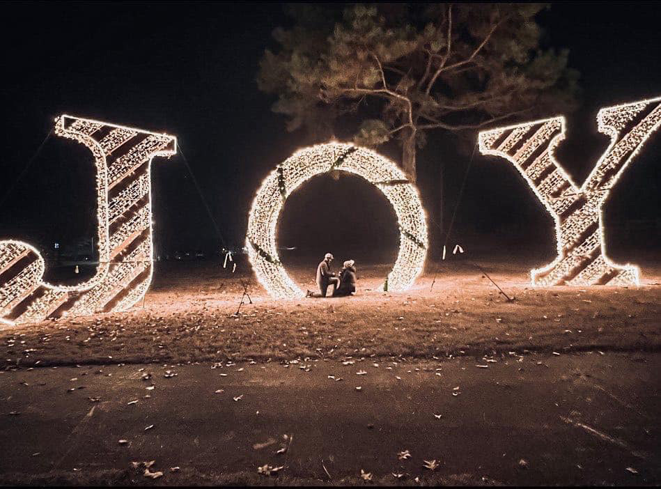 <strong>Ken Billman selected the "Joy" sign at the Light Garden show to propose to Callie Austin Ballinger, his girlfriend of more than a year.</strong> (Courtesy Candice Billman)