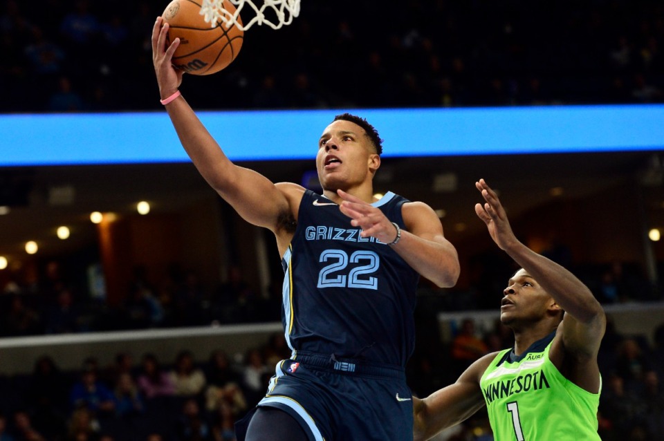 <strong>Memphis Grizzlies guard Desmond Bane (22) is &ldquo;progressing&rdquo; with his injury, according to coach Taylor Jenkins.</strong> (Brandon Dill/AP file)