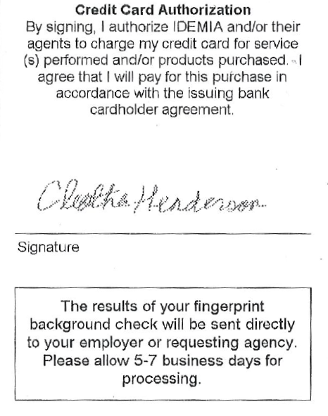 <strong>A portion of a slip from Cleotha Henderson’s security guard licensing file. He paid for fingerprinting services that led to the denial of his application.</strong>