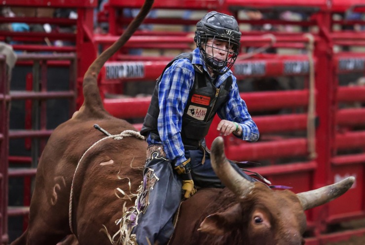 <strong>The bull-riding competition kicks off at the 2022 AutoZone Liberty Bowl Professional Rodeo on Dec. 26, 2022.</strong> (Patrick Lantrip/The Daily Memphian)