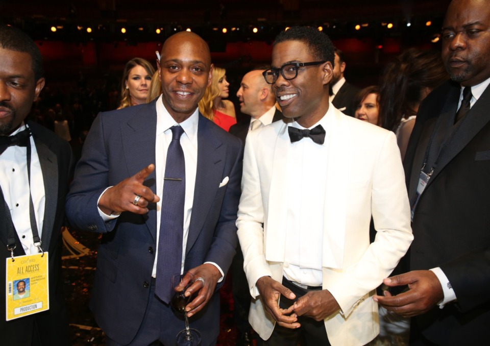 <strong>Dave Chappelle, left, and Chris Rock appear backstage at the Oscars on Sunday, Feb. 28, 2016, at the Dolby Theatre in Los Angeles.</strong> (Photo by Matt Sayles/Invision/AP)