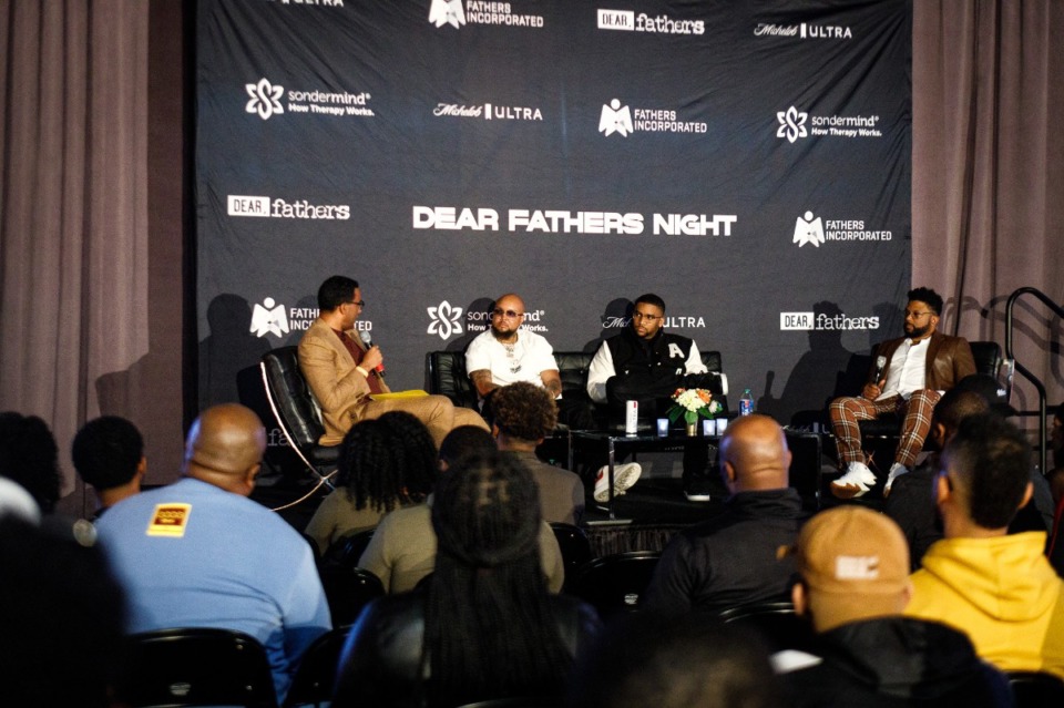 <strong>From right to left, psychologist Alduan Tartt,&nbsp;Hot 107.9 ATL radio host&nbsp;Stuey Rock,&nbsp;Ryan Wilson and&nbsp;actor/comedian Carl Anthony Payne II at the &ldquo;Dear Fathers&rdquo; panel discussion hosted in partnership with the Atlanta Hawks in 2022.&nbsp;</strong>(Photo courtesy of Jesse Alex)