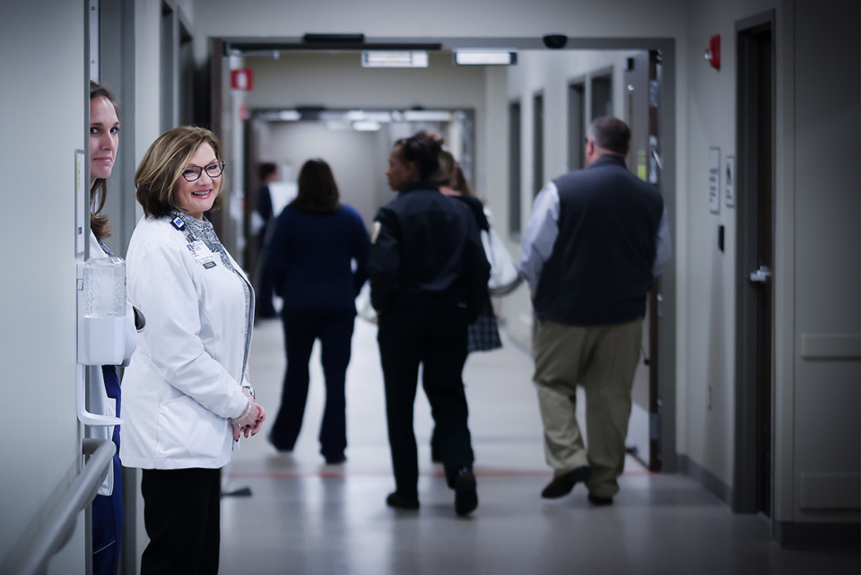 <strong>Hospital workers greet people as they tour the new Baptist Arlington Emergency Department.</strong> (Patrick Lantrip/The Daily Memphian)