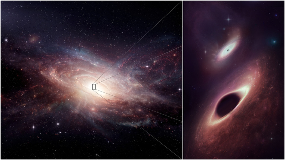 <strong>ALMA scientists find a pair of black holes while studying a nearby pair of merging galaxies. Among participating scientists was&nbsp;University of Memphis professor Francisco Muller-Sanchez.</strong> (<span style="color: black;">ALMA (ESO/NAOJ/NRAO); M. Weiss (NRAO/AUI/NSF)</span>