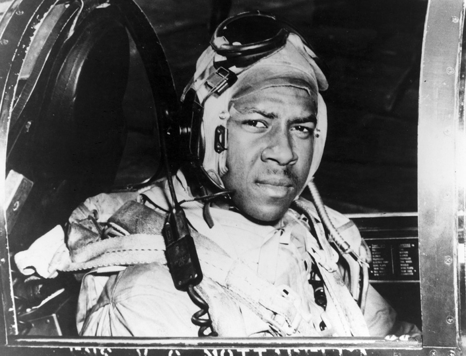 <strong>This circa 1950 photo provided by the U.S. Navy shows Jesse Brown in the cockpit of an F4U-4 Corsair fighter at an unidentified location. In December 2022, FedEx founder Fred Smith gifted the proceeds from the film &ldquo;Devotion,&rdquo; which he financed, that tells the story of groundbreaking Naval aviators Brown and Thomas Hudner. The proceeds will fund in part scholarships for the children of Navy service members studying STEM.</strong> (U.S Navy via AP, File)