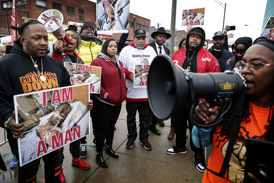 <strong>Family members and local activist held a rally for Tyre Nichols, who was killed during a traffic stop with Memphis Police, at the National Civil Rights Museum on Monday, January 16, 2023.</strong> (Mark Weber/The Daily Memphian)
