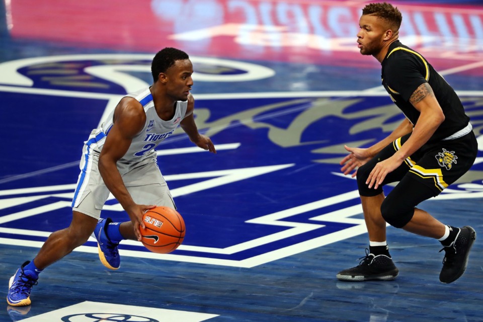 <strong>Guard Alex Lomax (2) and the Memphis Tigers played the Wichita State Shockers on Jan. 21, 2021.</strong> (Patrick Lantrip/Daily Memphian file)