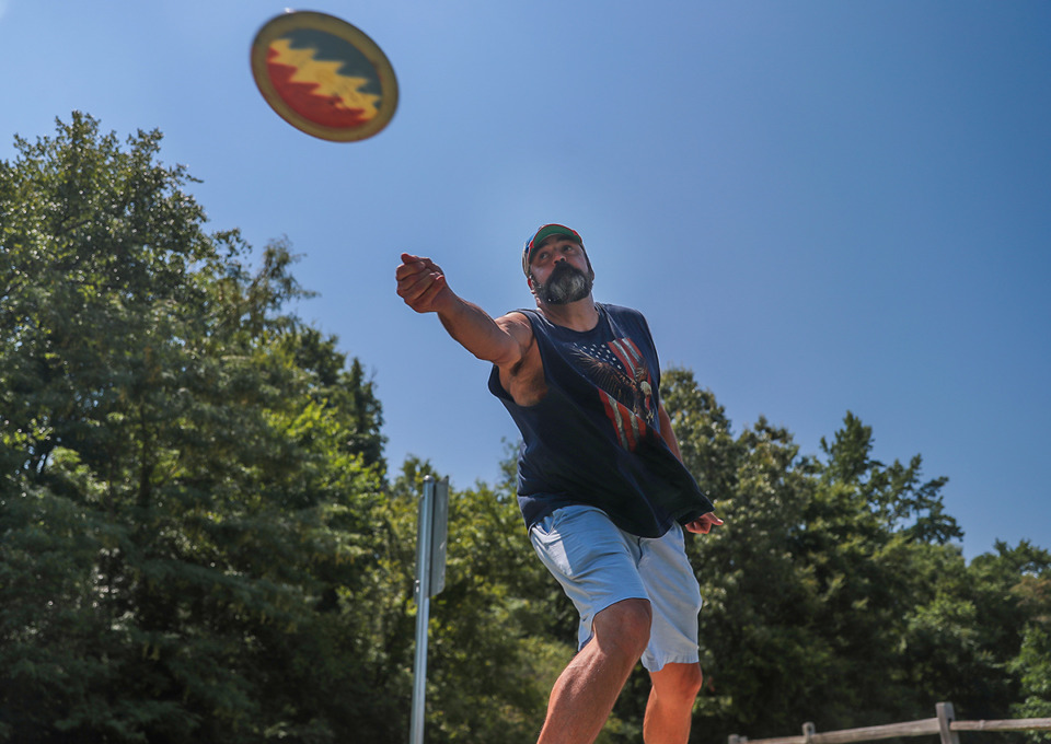 <strong>Joe Clarke plays Frisbee golf at Arlington Sports Complex last July. Arlington,&nbsp;along with other suburbs, have parks and recreation projects planned for 2023.&nbsp;</strong>(Patrick Lantrip/The Daily Memphian file)