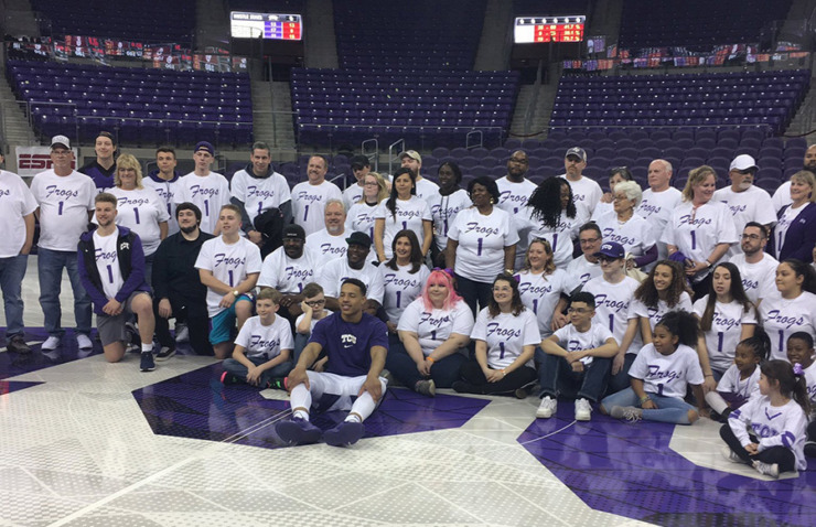 <strong>Back at Texas Christian University, Desmond Bane (center) celebrated senior night with family and friends.</strong> (Courtesy Tony Bane)