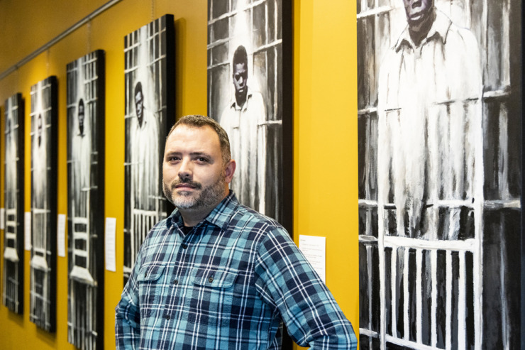 Charles Shipp&rsquo;s first solo art exhibition is a series of portraits and mixed media he did to reflect the haunting nature of &ldquo;The Scottsboro Boys&rdquo; in its regional premiere at Playhouse on the Square. (Brad Vest/Special to The Daily Memphian)