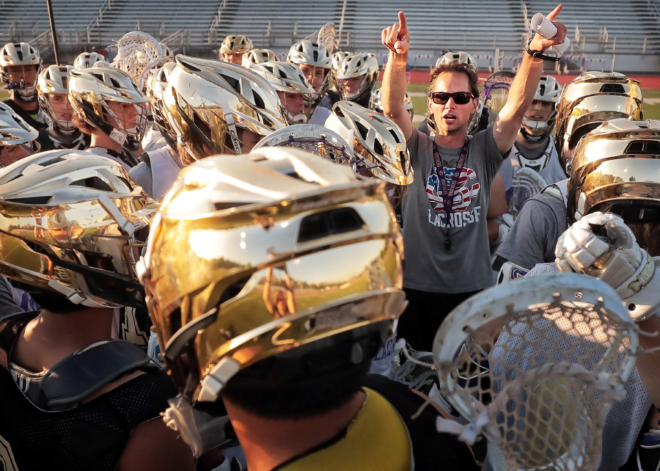 <strong>Christian Brothers coach Collin Welsh directs his team onto the field during practice at CBHS on May 16, 2019. </strong><strong>Welsh has served as president of the Tennessee Scholastic Lacrosse Association, the body that has overseen the sport in Tennessee, but all that will change starting with the 2024-25 school year when lacrosse becomes a TSSAA sport.&nbsp;(</strong>Daily Memphian file)