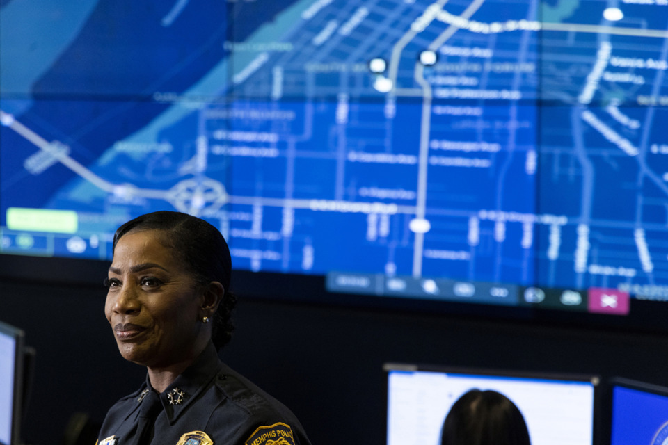 <strong>Memphis Police Chief Cerelyn "C.J." Davis, seen here at a press conference on Nov, 16, 2022, launched the SCORPION unit in 2021 as part of Memphis Mayor Jim Strickland&rsquo;s efforts to reduce crime.&nbsp;</strong>(Brad Vest/The Daily Memphian)
