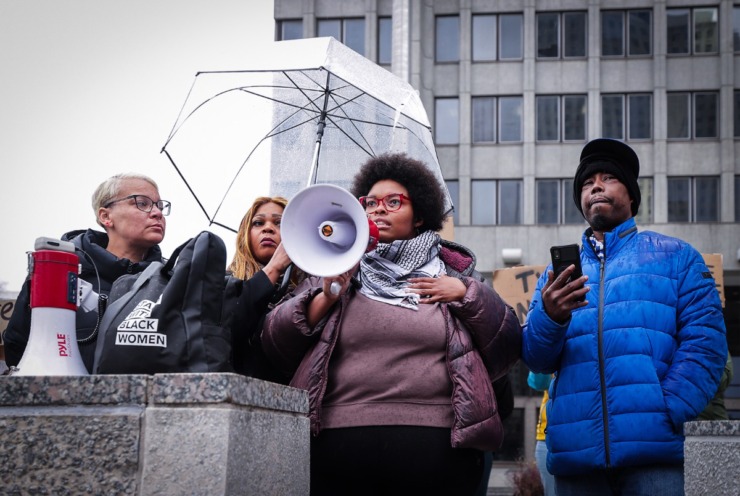 <strong>Local activist leaders organize a march for Tyre Nichols in Downtown Memphis Jan. 28, 2023.</strong> (Patrick Lantrip/The Daily Memphian)