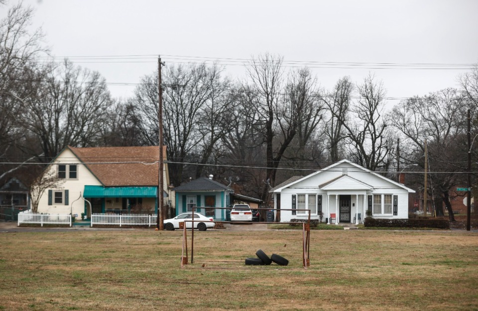 <strong>The Lincoln Park residential subdivision held a groundbreaking at this setting in South Memphis on Monday, Jan. 30, 2023.</strong> (Mark Weber/The Daily Memphian)