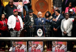 <strong>Rev. Al Sharpton leads a press conference with the family of Tyre Nichols on Tuesday, Jan. 31, 2023, at Mason Temple Church of God in Christ.</strong> (Mark Weber/The Daily Memphian)