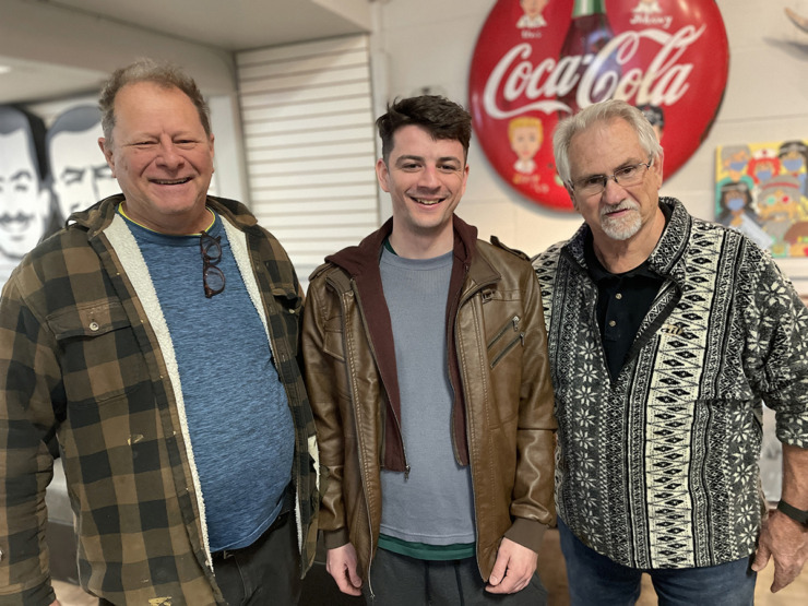From left to right: Tim Bednarski, Reuben Skahill and Roger Sapp pose for a photo in the new Elwood's Shack location on Park Avenue. Skahill will run the new establishment. (Jennifer Biggs/The Daily Memphian)