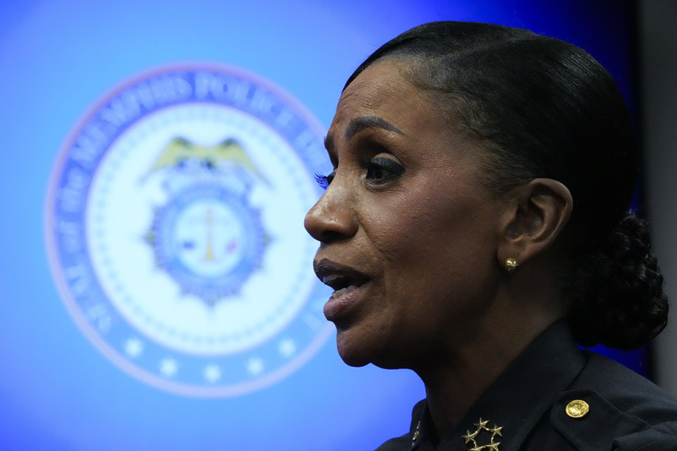 <strong>It took just 13 days for the Memphis Police Department to fire five officers Jan. 20 for their alleged roles in the incident. Memphis Police Chief Cerelyn &ldquo;C.J.&rdquo; Davis speaks during an interview with The Associated Press in advance of the release of police video showing Tyre Nichols being beaten by Memphis police officers. Nichols later died as a result of the incident.</strong> (Gerald Herbert/AP Photo)