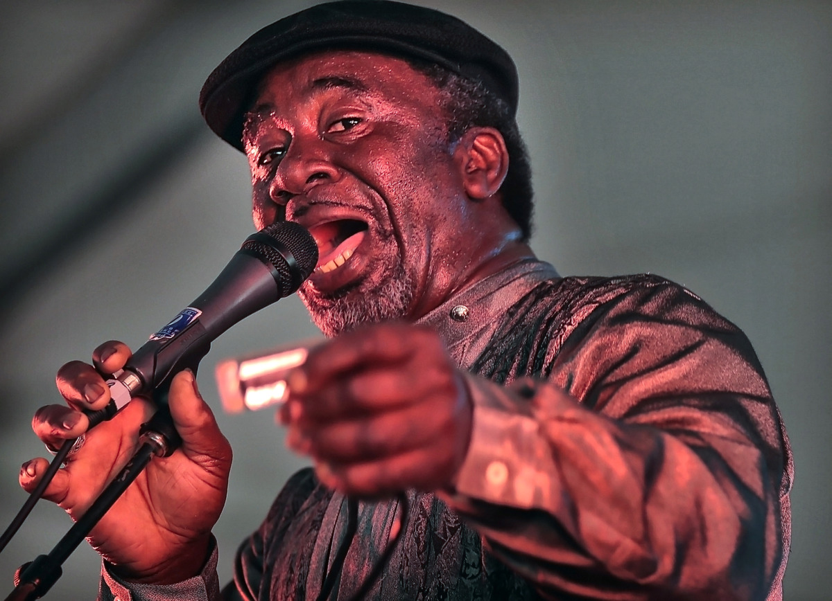 <strong>Terry "Harmonica" Bean performs in the Blues Tent during the 2019 Beale Street Music Festival on May 4, 2019, at Tom Lee Park. Despite a persistent drizzle, thousands of fans turned out for performances by Muck Sticky, Echosmith, OneRepublic and Blind Mississippi Morris as well as a surprise visit by Miley Cyrus.</strong> (Jim Weber/Daily Memphian)