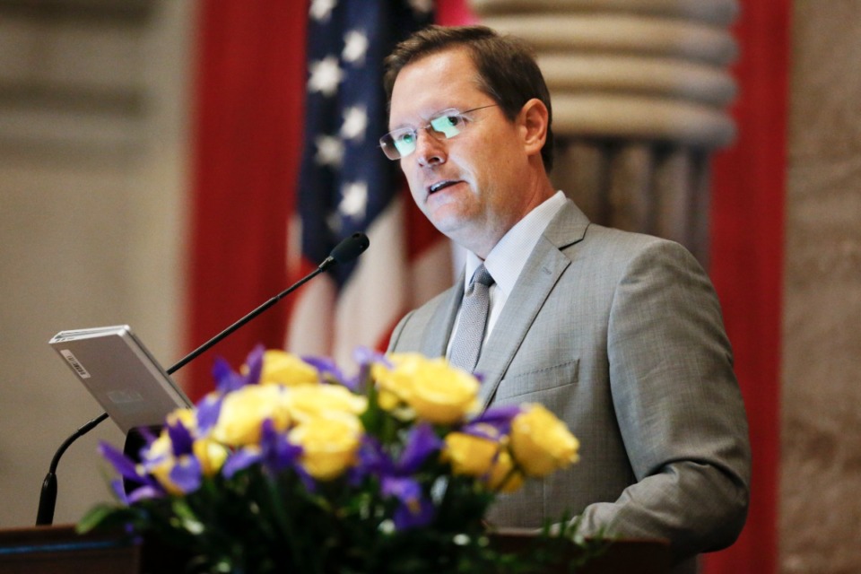 <strong>House Speaker Cameron Sexton, R-Crossville, presides over the House on the first day of the 2020 legislative session, Jan. 14, 2020, in Nashville, Tenn. For months, Tennessee's Republican leaders have largely maintained that the state's abortion ban &mdash; known as one of the strictest in the U.S. &mdash; allows doctors to perform the procedure, should they need to save the pregnant person's life, even though the statute doesn't explicitly say so. Sexton is the lone, top Republican leader to concede that the ban could be clarified and improved.</strong> (AP Photo/Mark Humphrey, File)