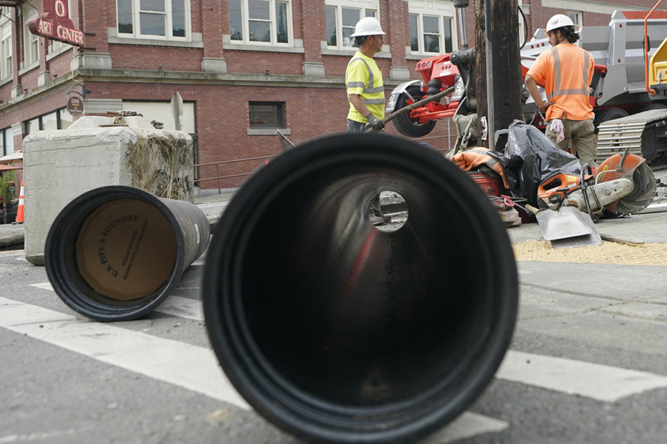 <strong>Memphis is at capacity for much of its sewer system and the lack of adequate sewer capacity has hindered development in recent years through the Interstate 40 corridor in Memphis, Cordova, Bartlett and Lakeland. Infrastructure projects are underway across the U.S., like this new water main downtown Tacoma, Wash.</strong> (Ted S. Warren/AP Photo)